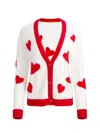 Alice And Olivia Bradley Cardigan In Soft White/bright Ruby