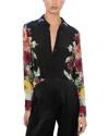 Alice And Olivia Brady Siim Button-front Top In Black Floral