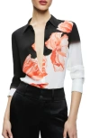 ALICE AND OLIVIA ALICE + OLIVIA BRADY FLORAL SLIM FIT SILK BUTTON-UP SHIRT