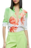 ALICE AND OLIVIA BRADY FLORAL SLIM FIT SILK BUTTON-UP SHIRT