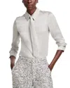 Alice And Olivia Brady Silk Stretch Button Down In Storm Grey