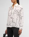 ALICE AND OLIVIA BRADY SLIM BUTTON-FRONT SILK SHIRT