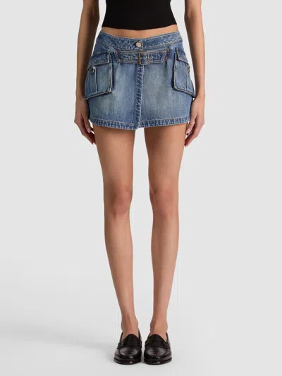 Alice And Olivia Brandy Cargo Denim Skirt In Animal Print