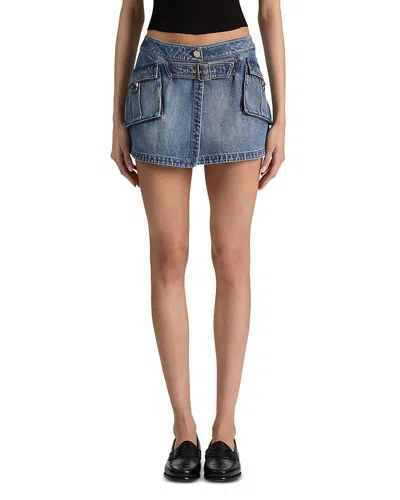 Alice And Olivia Brandy Denim Cargo Mini Skirt In Blue