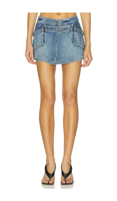 Alice And Olivia Brandy Denim Cargo Mini Skirt In Blue