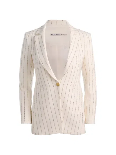 Alice And Olivia Breann Embellished Cutaway Blazer In Neutrals