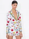 Alice And Olivia Breann Embroidered Fitted Blazer In Dollhouse