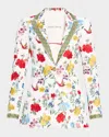 Alice And Olivia Breann Embroidered Fitted Blazer In Dollhouse