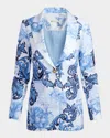 Alice And Olivia Breann Fitted Blazer In Scroll Symphony