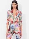 Alice And Olivia Breann Fitted Long Blazer In Multi