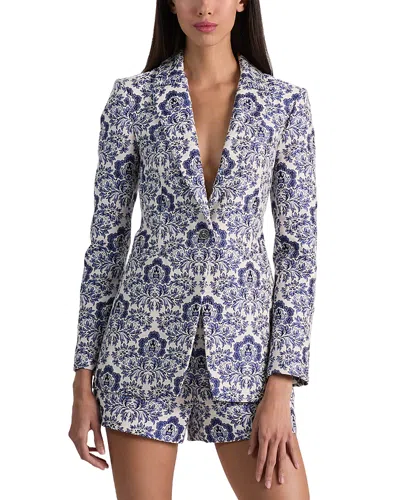 Alice And Olivia Breann Long Fitted Blazer In Blue