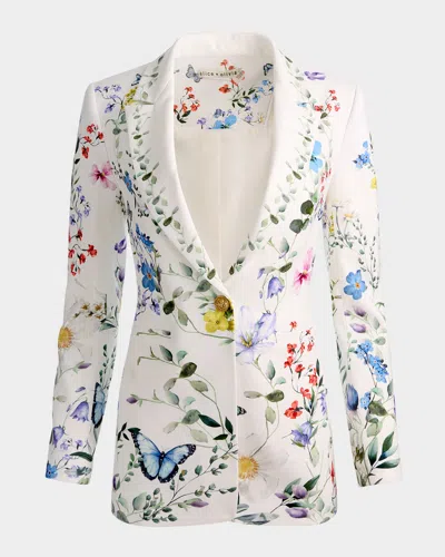 Alice And Olivia Breann Long Fitted Blazer In White