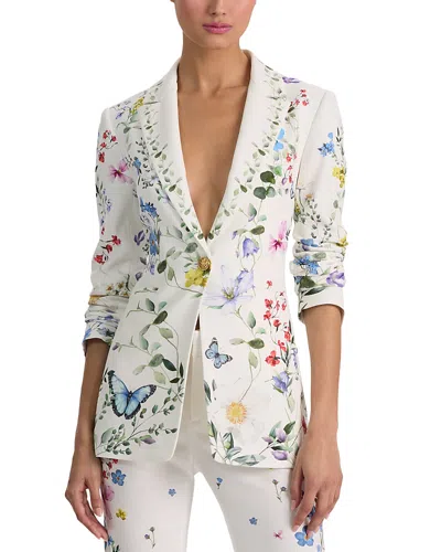 Alice And Olivia Breann Long Fitted Blazer In White