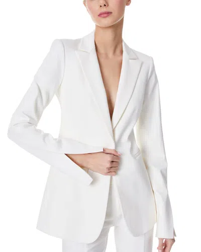 Alice And Olivia Breann Long Fitted Blazer In White