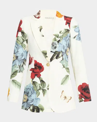 Alice And Olivia Breann Printed Linen-blend Blazer