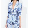 Alice And Olivia Breann Scroll Symphony Blazer In Blue In Blue