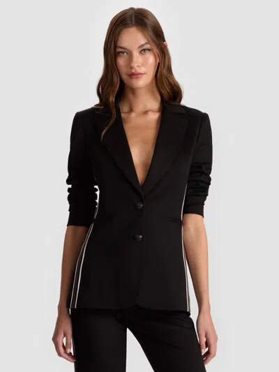 Alice And Olivia Breann Side Stripe Blazer In Black