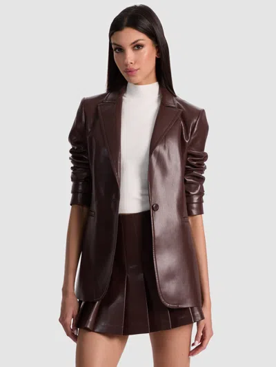 Alice And Olivia Breann Vegan Blazer In Brown