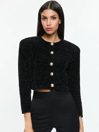 Alice And Olivia Breanna Chunky Knit Cardigan In Black