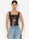 Alice And Olivia Breslin Band Tee Corset In Black Multi