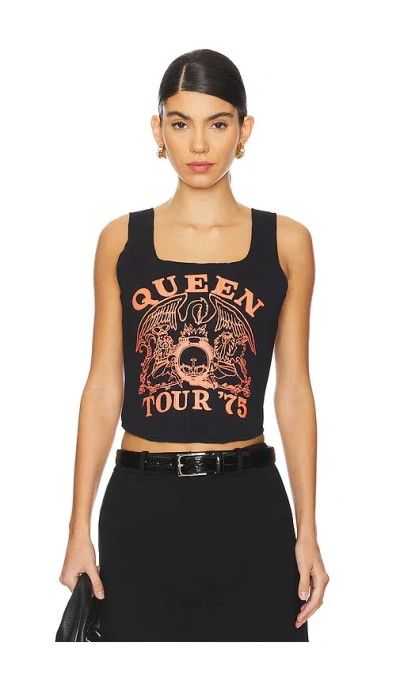 Alice And Olivia Breslin Band Tee Corset Top In Black & Bright Ruby