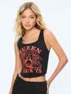 Alice And Olivia Breslin Bustier-oberteil Aus Baumwoll-jersey Mit Print In Black/bright Ruby