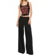 Alice And Olivia Breslin Band Tee Corset Top In Black/bright Ruby In Black