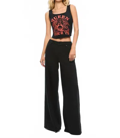 Alice And Olivia Breslin Band Tee Corset Top In Black/bright Ruby