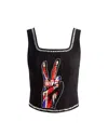 Alice And Olivia Breslin Band Tee Corset In Black Multi