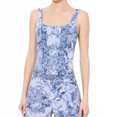 ALICE AND OLIVIA BRESLIN CORSET TOP IN BLUE MULTI