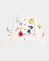 Alice And Olivia Brigid Embroidered Cropped Cardigan In Soft White Multi