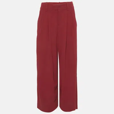 Pre-owned Alice And Olivia Burgundy Chiffon Flared Trousers M