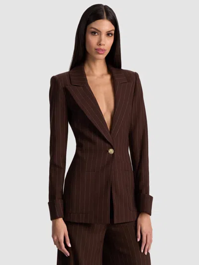 Alice And Olivia Burns Fitted Blazer In Brown