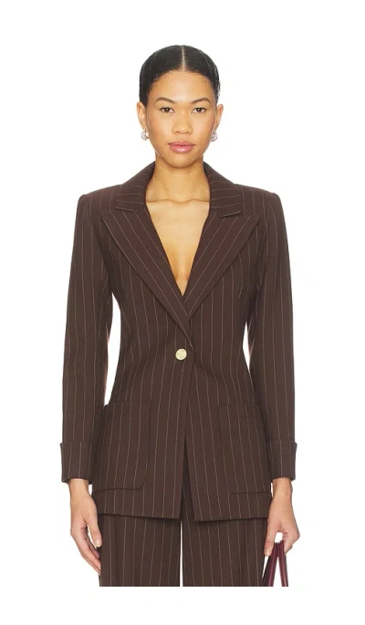 Alice And Olivia Burns Fitted Roll Cuff Blazer In Brown