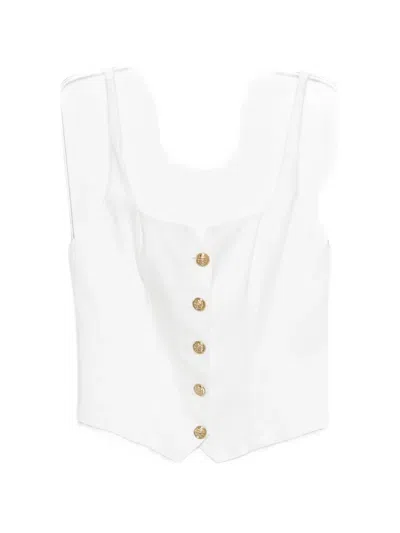 Alice And Olivia Button Tank Top In White