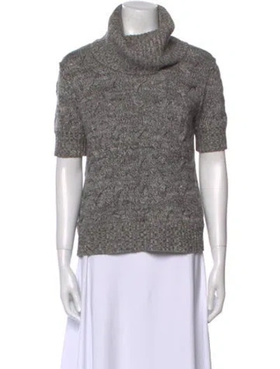 Pre-owned Alice And Olivia Cable Knit Turtleneck Sweater In Neutral