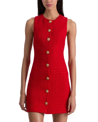 Alice And Olivia Cade Button Front Sleeveless Dress In Red