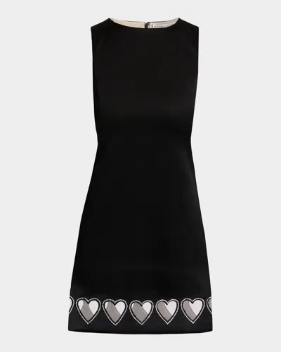 Alice And Olivia Crystal-embellished Heart-cut-out Dress In Black
