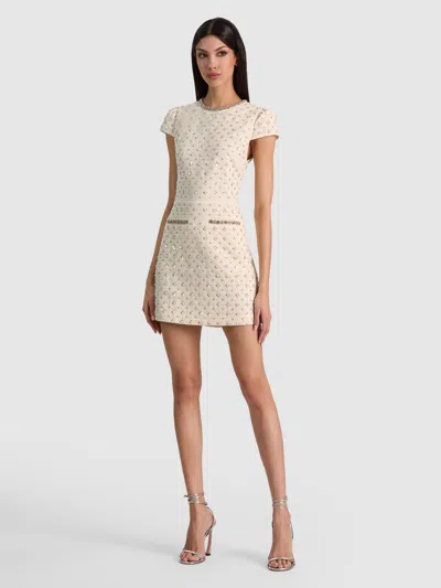 Alice And Olivia Cade Embellished Cap Sleeve Mini Dress In Yellow