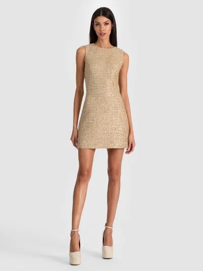 Alice And Olivia Cade Embellished Mini Dress In Neutral