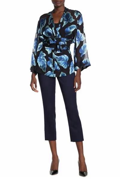 Alice And Olivia Cadence Mid Rise Blue Ankle Crop Slits Pants