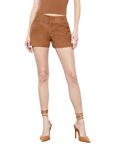 Alice And Olivia Cady Leather Short In Brown