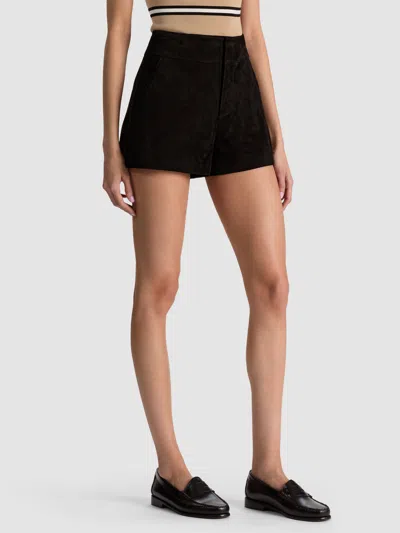 Alice And Olivia Cady Suede Short In Black