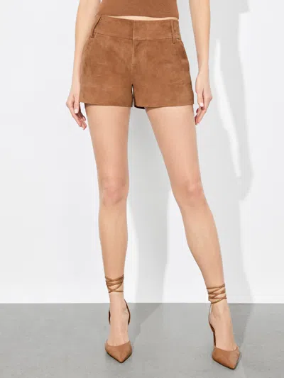 Alice And Olivia Cady Suede Short In Camel