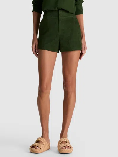 Alice And Olivia Cady Suede Short In Green