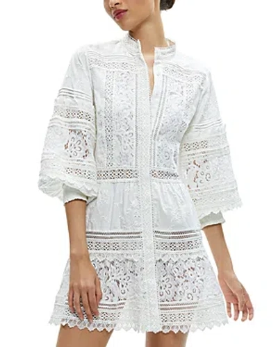 Alice And Olivia Cailin Tiered Tunic Dress In Off White