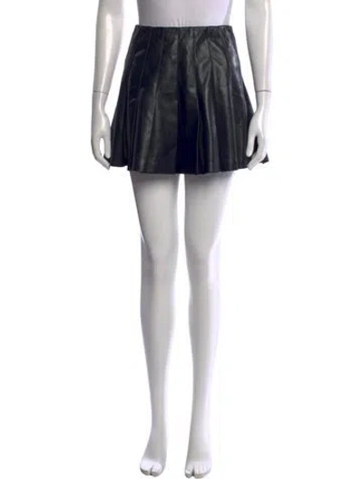 Pre-owned Alice And Olivia Calf Leather Mini Skirt In Black