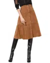 Alice And Olivia Button-front Suede Midi Skirt In Brown