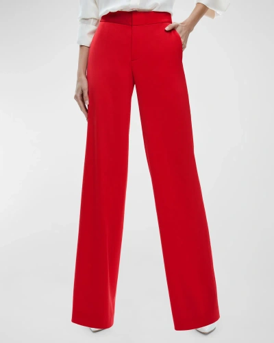 Alice And Olivia Calvin High Waist Wide Leg Pants In Bright Ruby