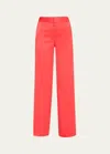 Alice And Olivia Calvin High-rise Wide-leg Baggy Trousers In Bright Ruby